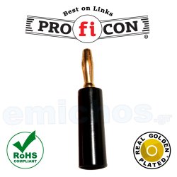 BNN 65G PLM ΜΑΥΡΗ της Pro.fi.con υψηλής ποιότητος φις πλαστική αρσενική μπανάνα επίχρυση banana male plug golden plated